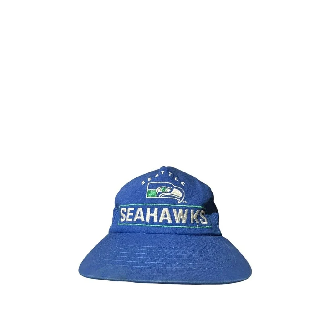 Vintage 80s Seattle Seahawks NFL Sports Specialties Script Logo SnapBack Hat Cap